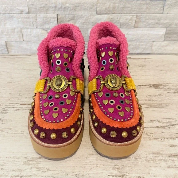 Kurt Geiger Mansion Cozy Studded Suede Bit Buckle Platform Boots EU 36 US 6 NEW - Picture 5 of 16